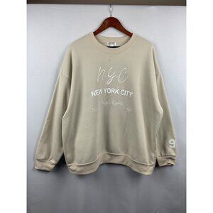 Women’s Orange Kiss Cream New York City Baggy Sweatshirt Size XL